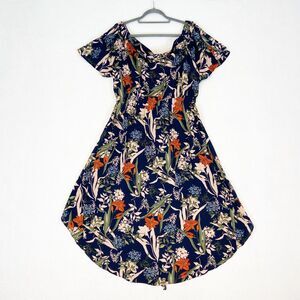 Avenue Dress Women's 20 Multicolor‎ Midi Off The Shoulder Floral Wrap Tie Front